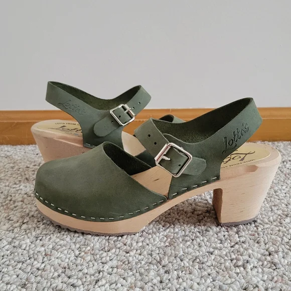 Olive Green Women's Clogs - Picture 2 of 9